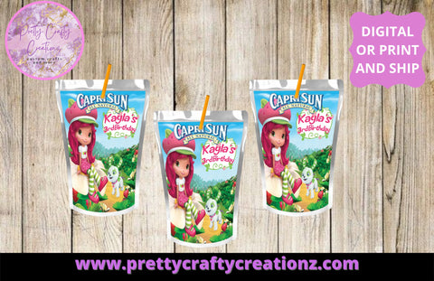 Strawberry Shortcake Caprisun/ Party Favor/ Birthday Juice Pouch/ Strawberry Shortcake Themed - Pretty Crafty Creationz